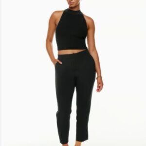 Babaton Atelier Dress Pants Black Cropped Trousers Elastic Waist Tailored Fit 10